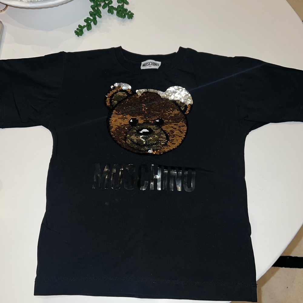 Moschino Kids Black Sequin Bear T-Shirt